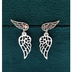 Kolczyki srebrne skrzydła ażurowe podwójne srebro 925